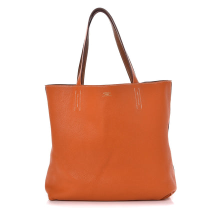 Hermes Taurillon Clemence Double Sens 36 Reversible Tote Orange Gold 1 of 12