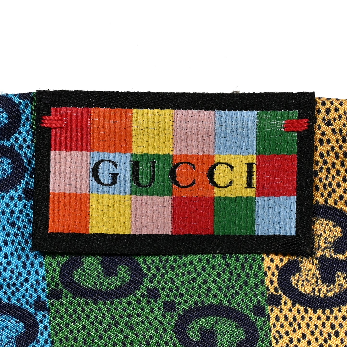 Silk Twill Lady GG Psychedelic Neck Bow Scarf Dark Blue Multicolor
