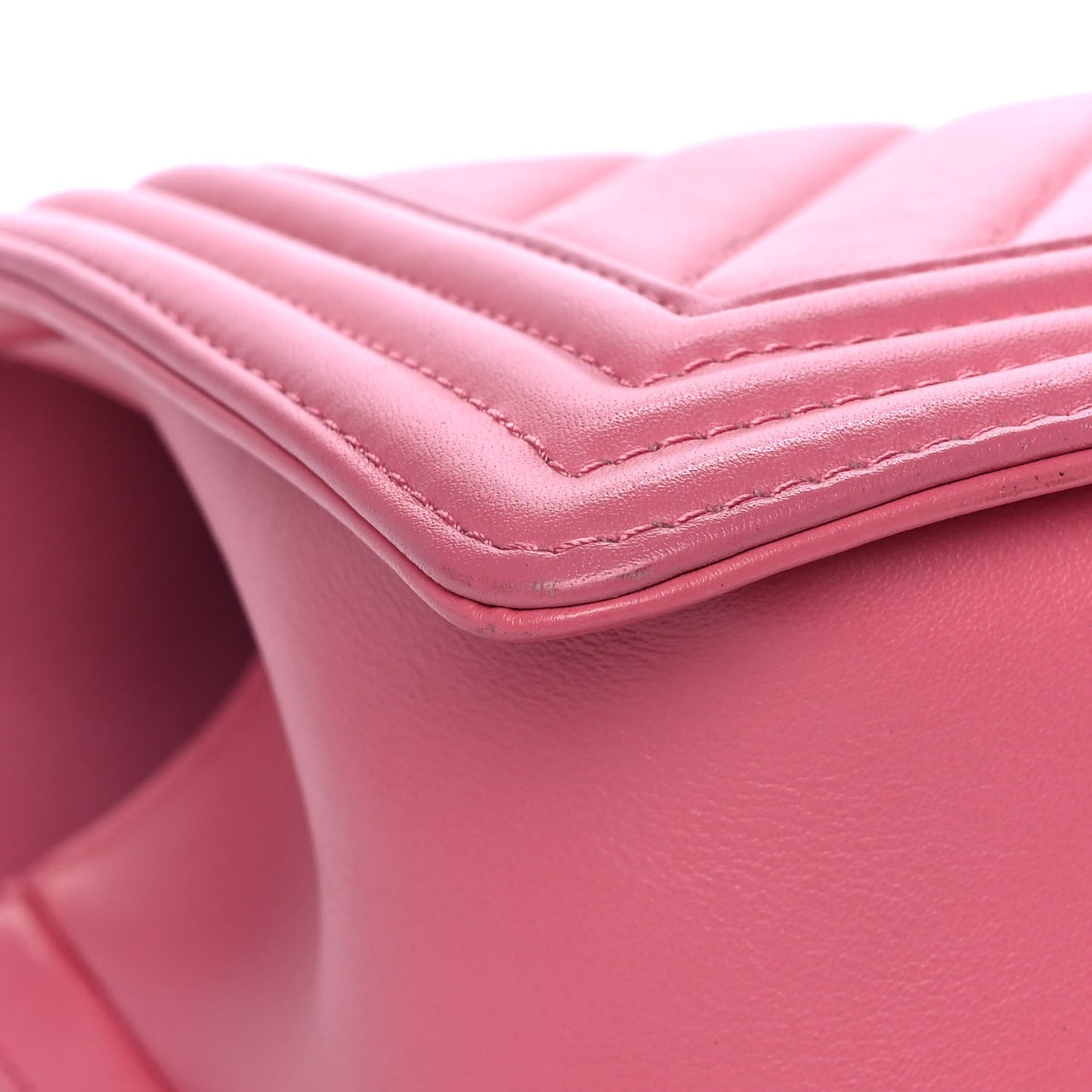 Calfskin Chevron Quilted Medium Boy Flap Pink