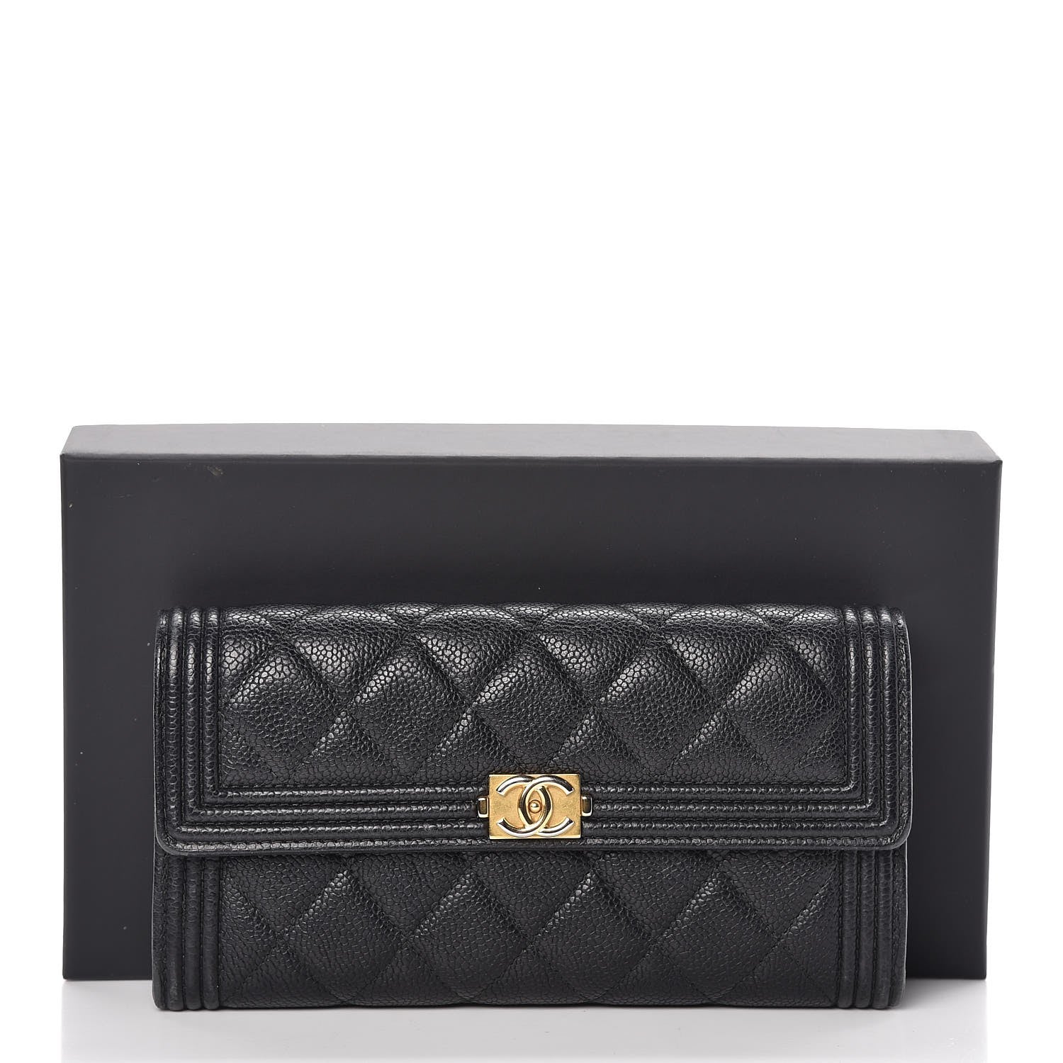 Chanel Caviar Quilted Large Boy Gusset Flap Wallet Black 11 of 11