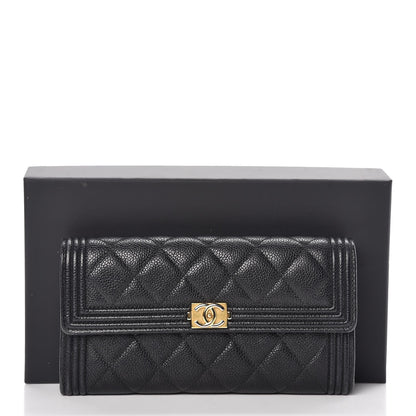 Chanel Caviar Quilted Large Boy Gusset Flap Wallet Black 11 of 11