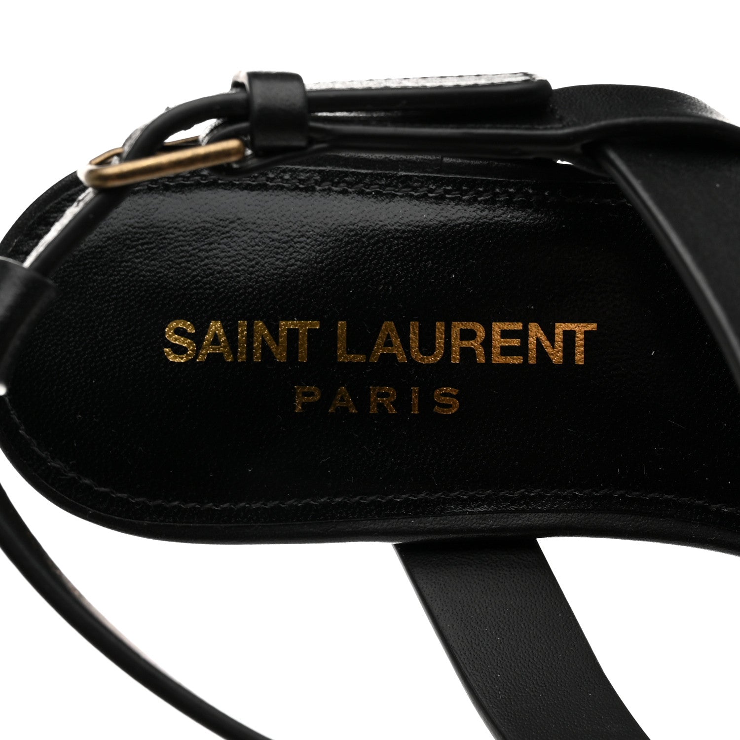 Saint Laurent Patent Calfskin Cassandra Monogram Sandals 36.5 Black 7 of 9