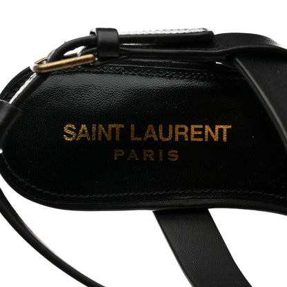 Saint Laurent Patent Calfskin Cassandra Monogram Sandals 36.5 Black 7 of 9