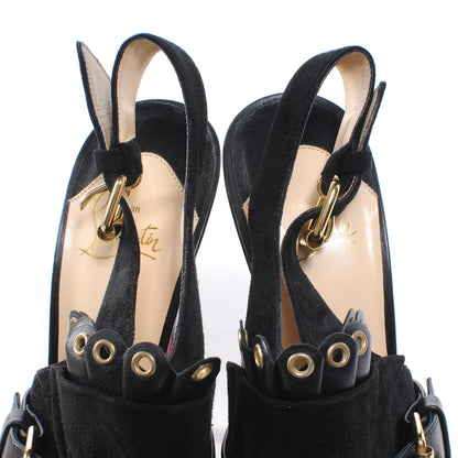 Christian Louboutin Velour Jem 150 Peep Toe 38.5 Black 5 of 5