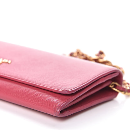 Prada Saffiano Metal Oro Chain Wallet Peonia 10 of 13