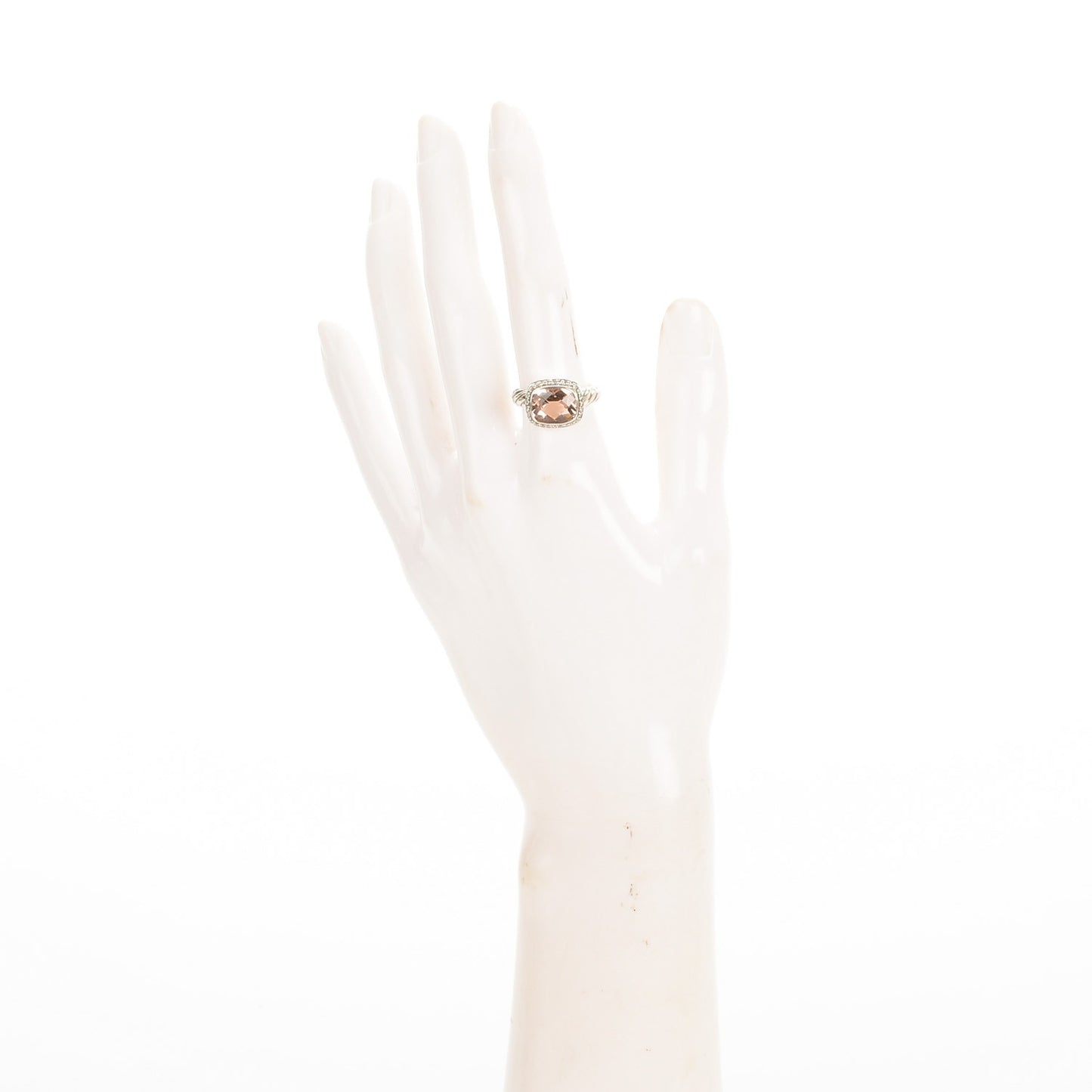 Sterling Silver Diamond Morganite 10mm Noblesse Ring 52 6