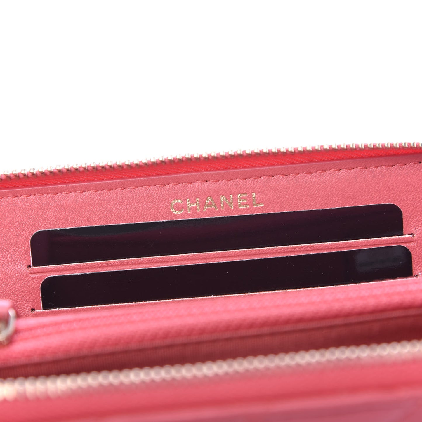Lambskin Quilted Small Lucky Charms Zip Around Wallet Pink