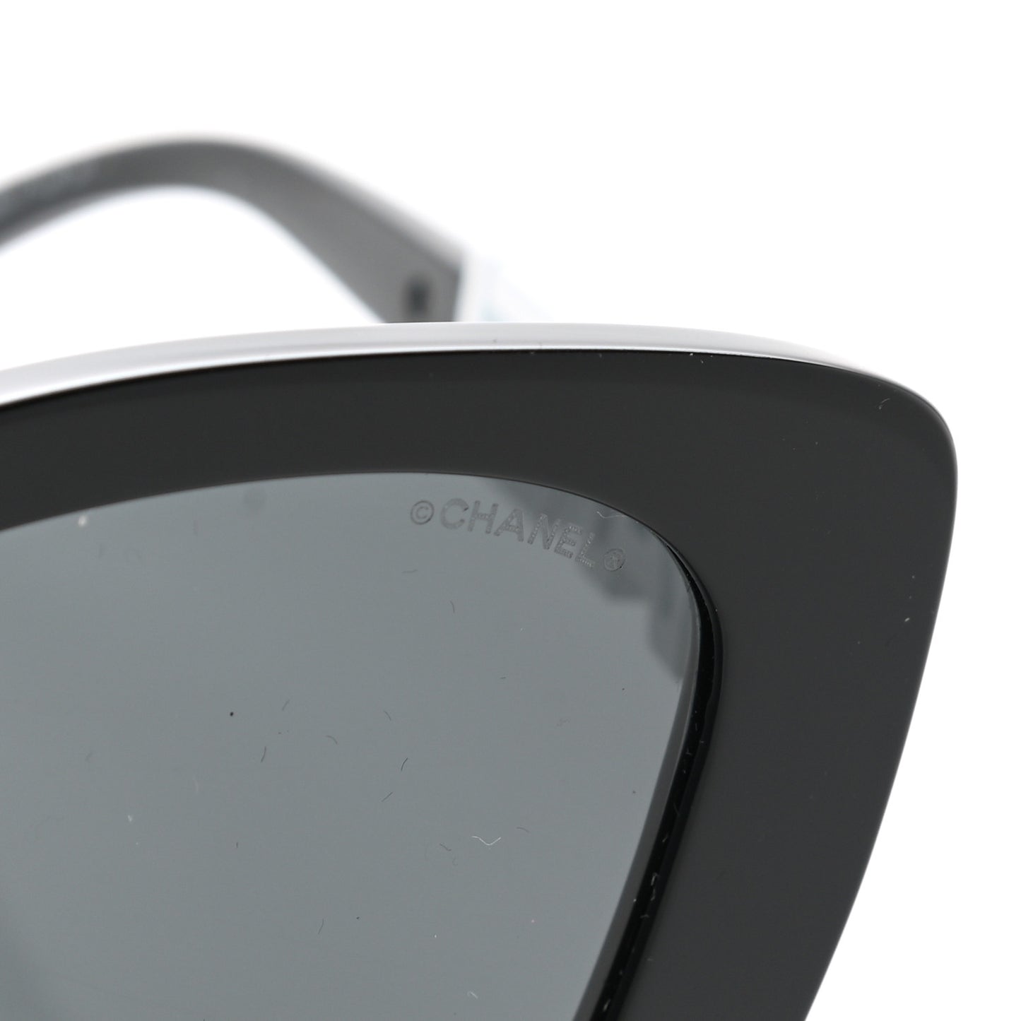 Acetate Strass Square Sunglasses 5422-B-A Black White