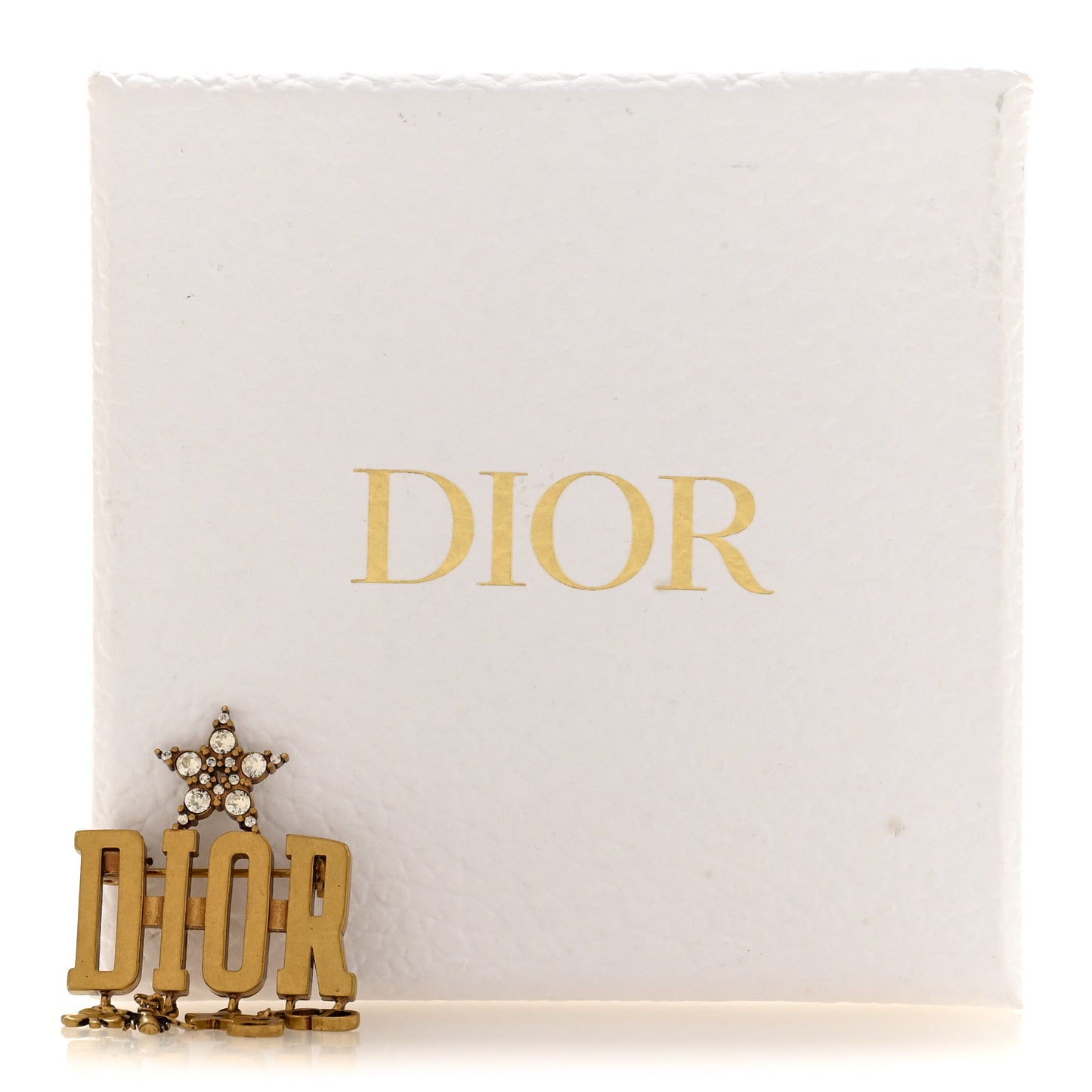 Metal Crystal Dio(r)evolution Logo Brooch Antique Gold