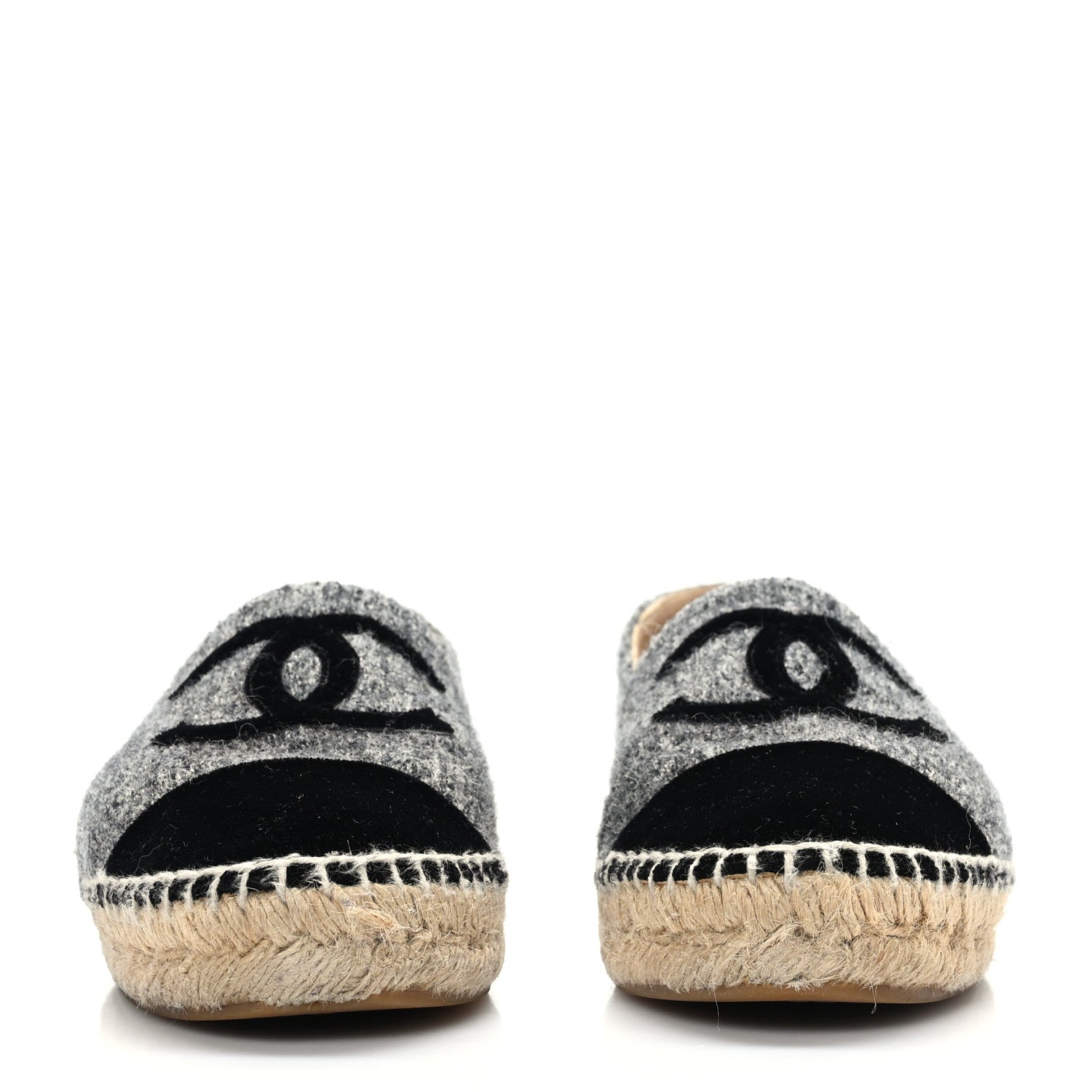 Chanel Wool Velvet CC Espadrilles 38 Black 2 of 7