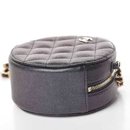 Chanel Iridescent Caviar Quilted Round Clutch With Chain Black 9 of 10