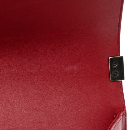 Chanel Calfskin Chevron Quilted Medium Boy Flap Dark Red 11 of 12