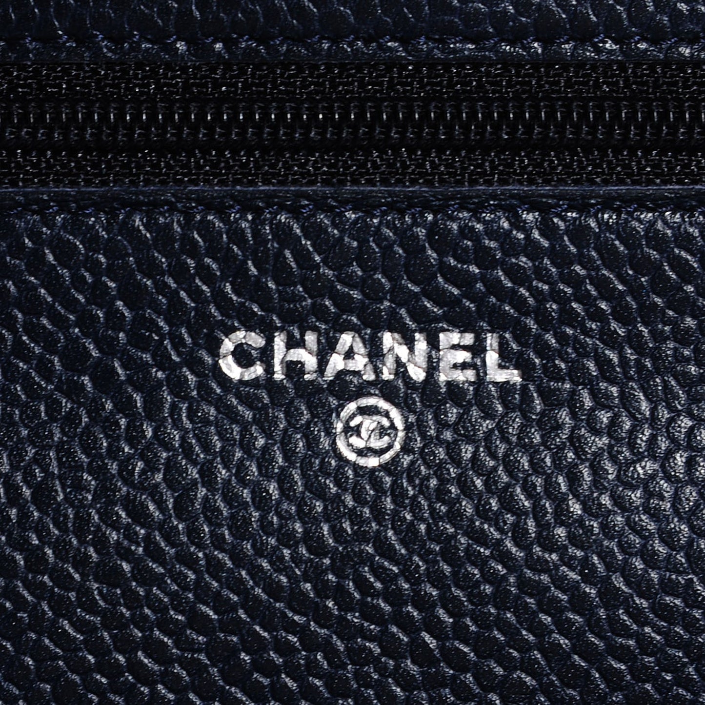 Caviar Quilted Wallet on Chain WOC Navy Blue