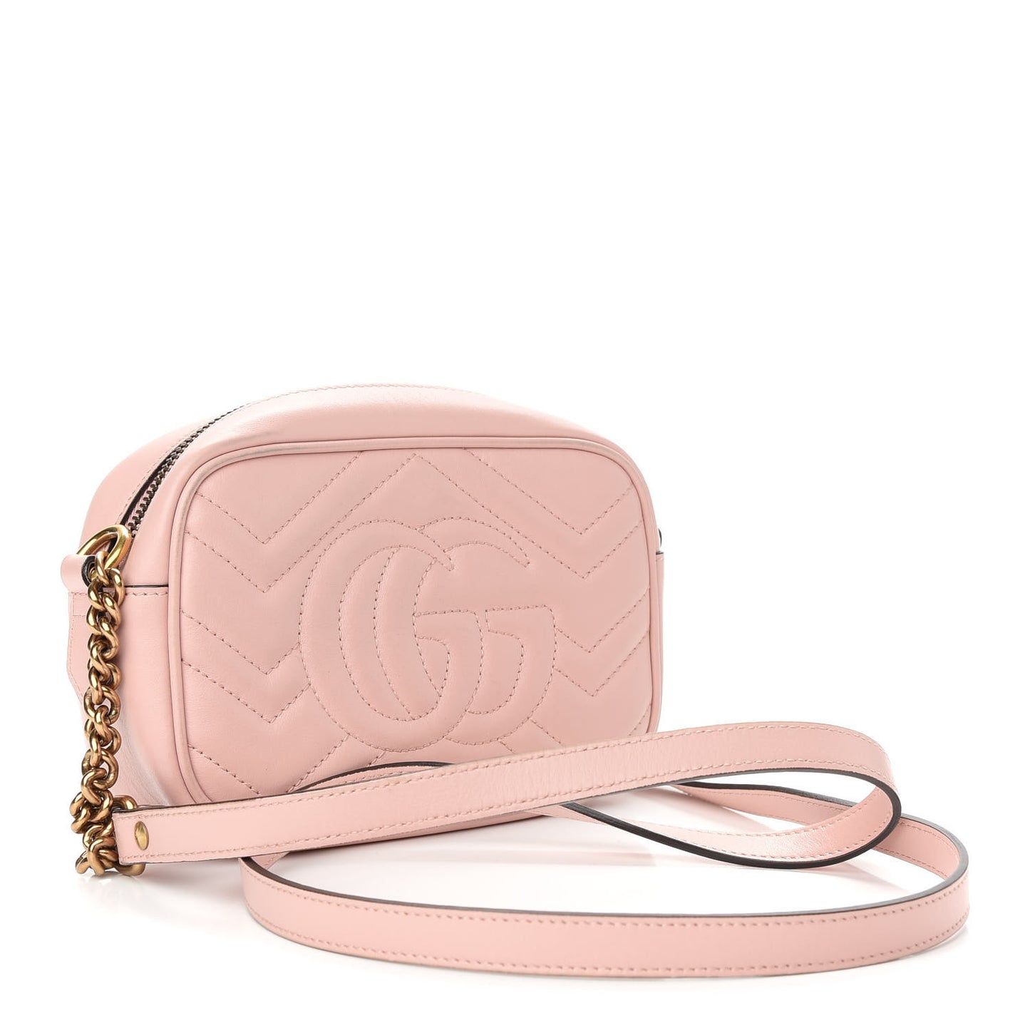Calfskin Matelasse Mini GG Marmont Chain Shoulder Bag Perfect Pink