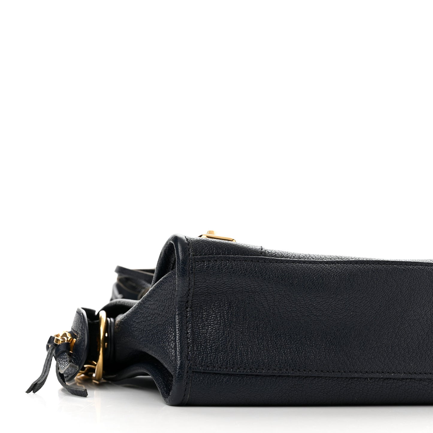 Chevre Gold Metallic Edge Hardware Mini City Bleu Nuit Dark Sea