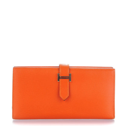 Hermes Chevre Mysore Bearn Gusset Wallet Orange 1 of 7