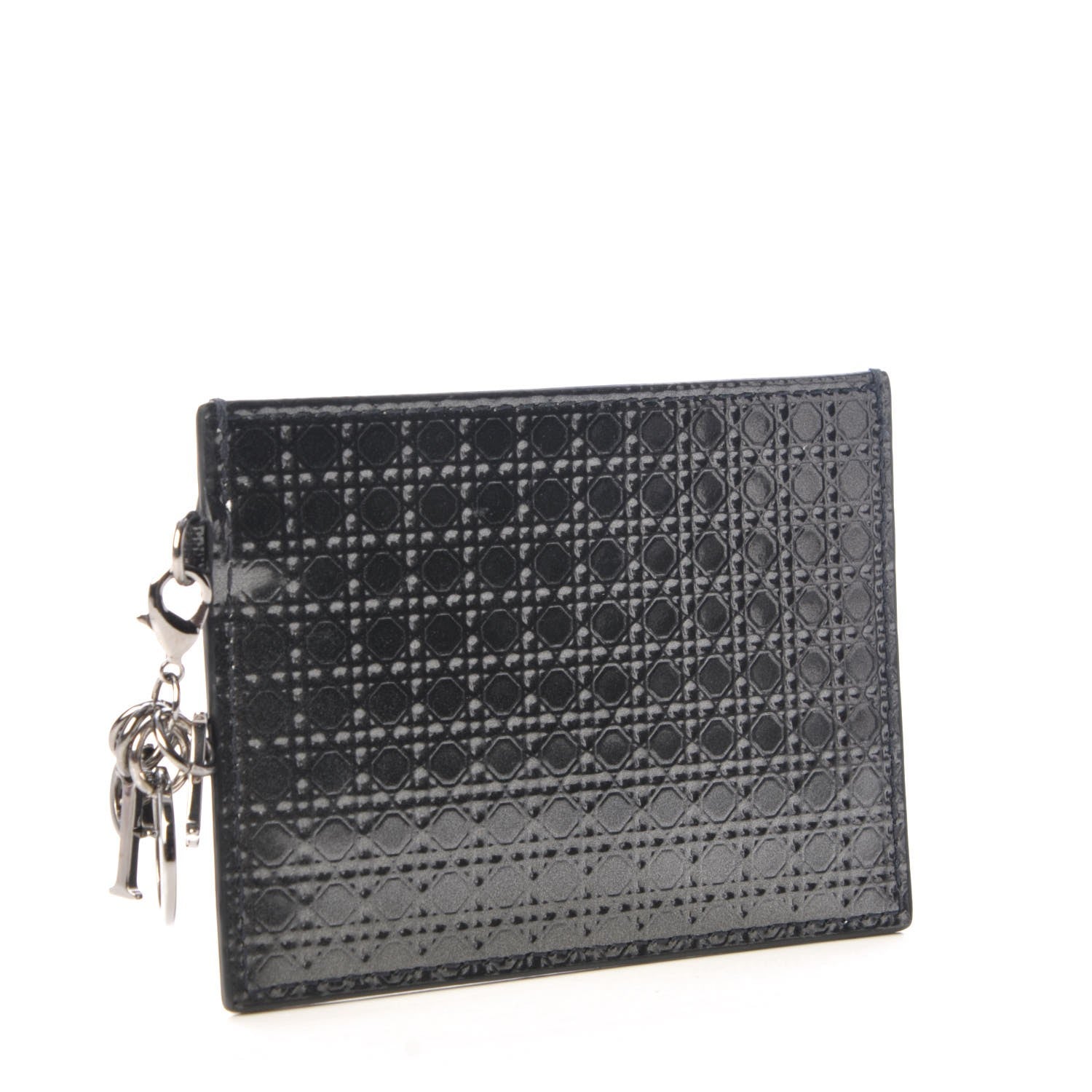 Christian Dior Metallic Patent Micro-Cannage Lady Dior Card Holder Onyx Black 4 of 8