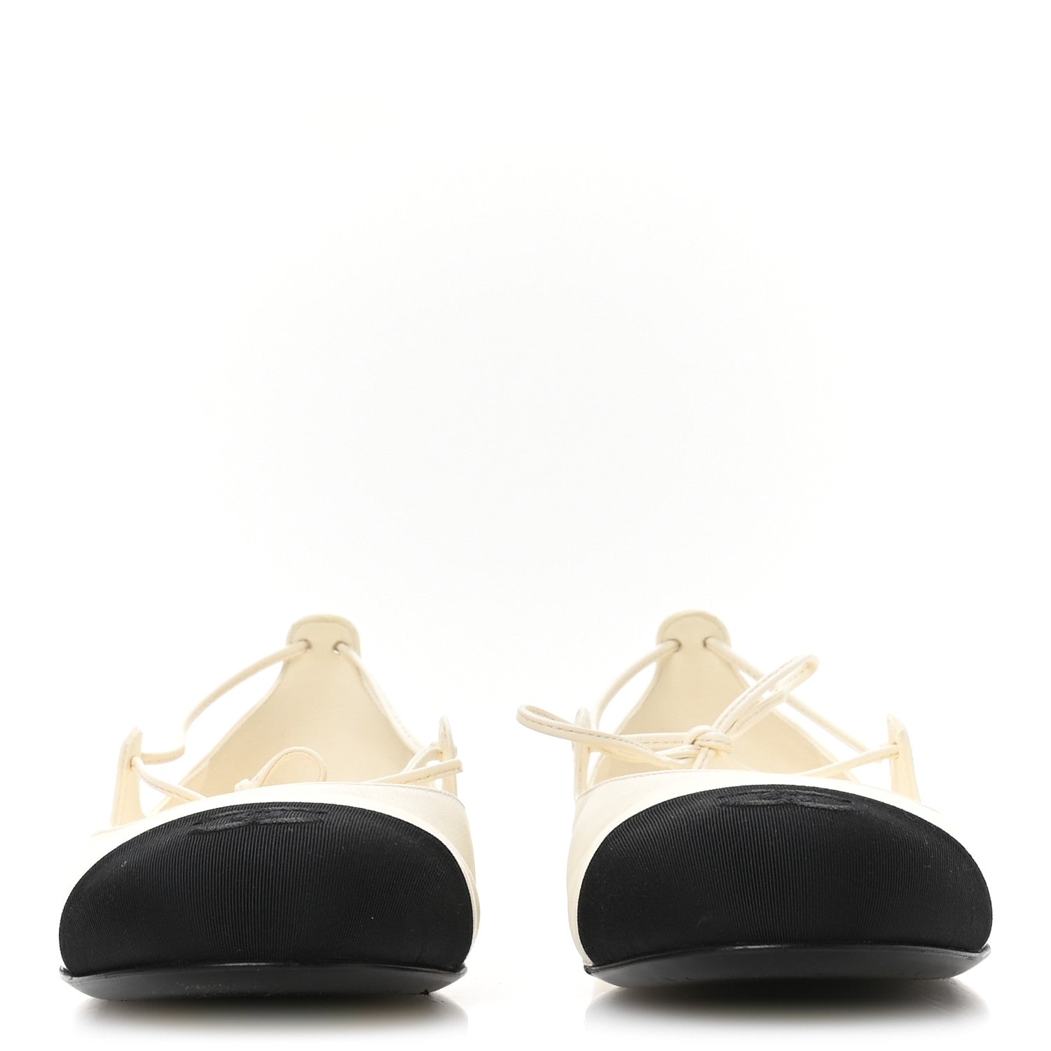Chanel Lambskin Grosgrain Mary Jane Flats 39.5 Ivory Black 3 of 9