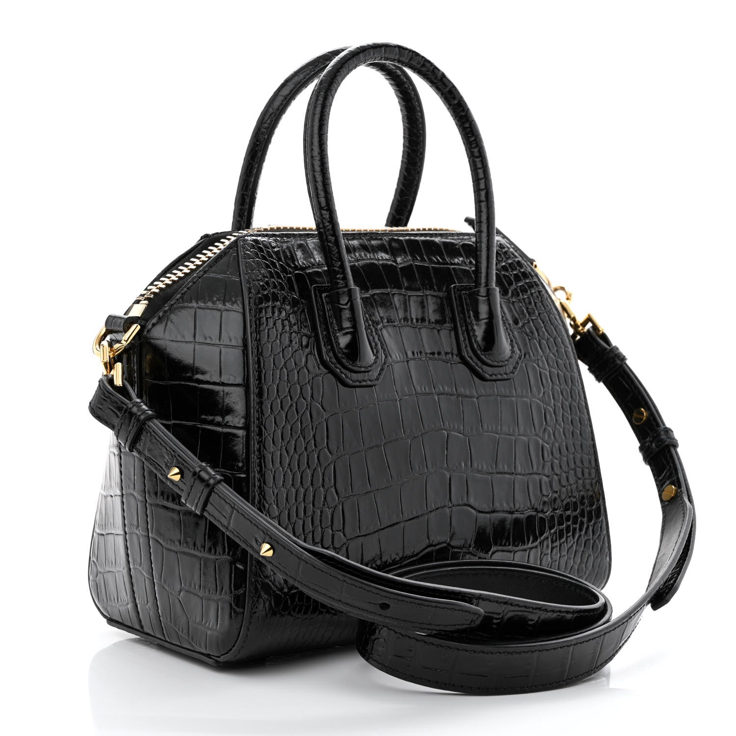 Givenchy Calfskin Crocodile Embossed Mini Antigona Black 3 of 11