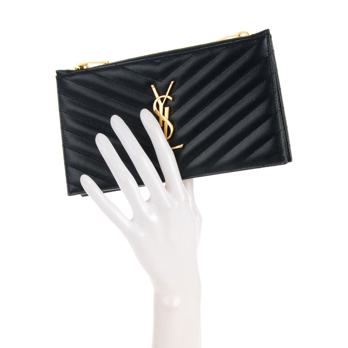 Grain De Poudre Matelasse Chevron Monogram Wallet Navy