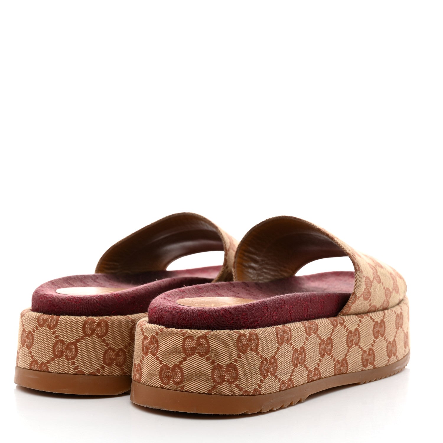 Gucci Canvas GG Monogram Angelina Platform Slide Sandals 40 Beige Ruggine 4 of 9