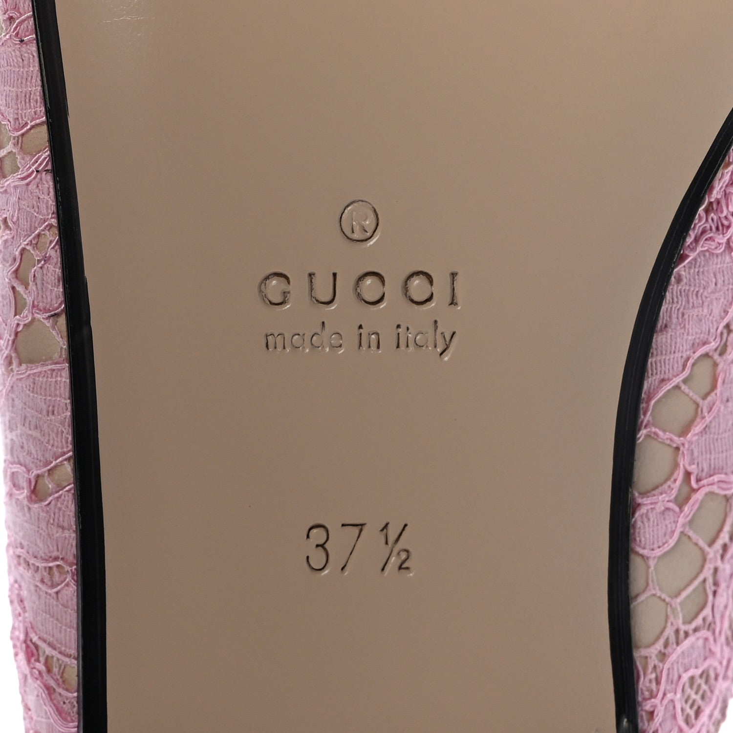 Gucci Lace Malaga Kid Womens Princetown Slippers 37.5 Sugar Pink Skin Rose 8 of 8