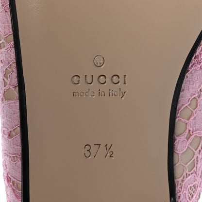Gucci Lace Malaga Kid Womens Princetown Slippers 37.5 Sugar Pink Skin Rose 8 of 8