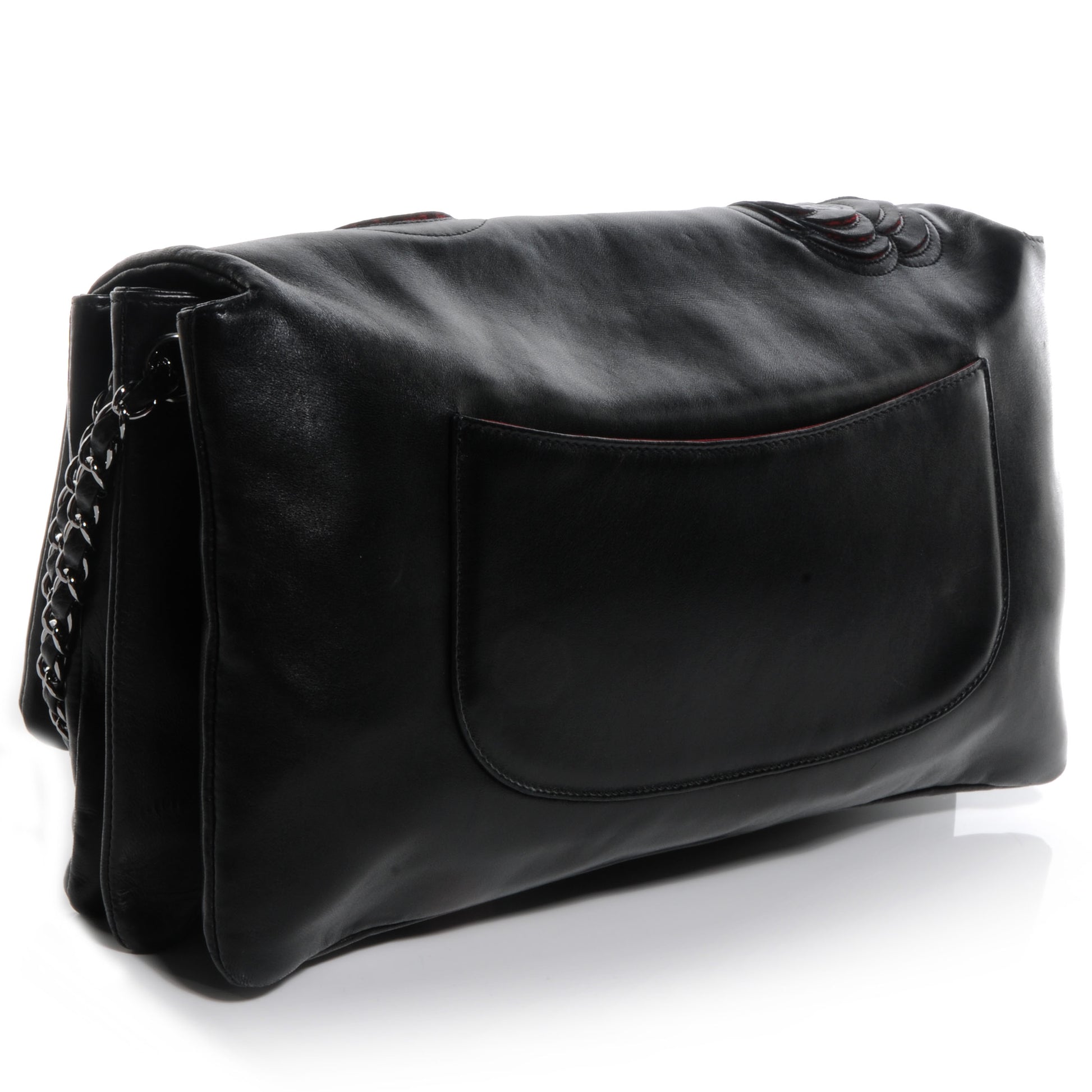 Chanel Lambskin Tweed Maxi Camellia Petals Flap Black 3 of 8