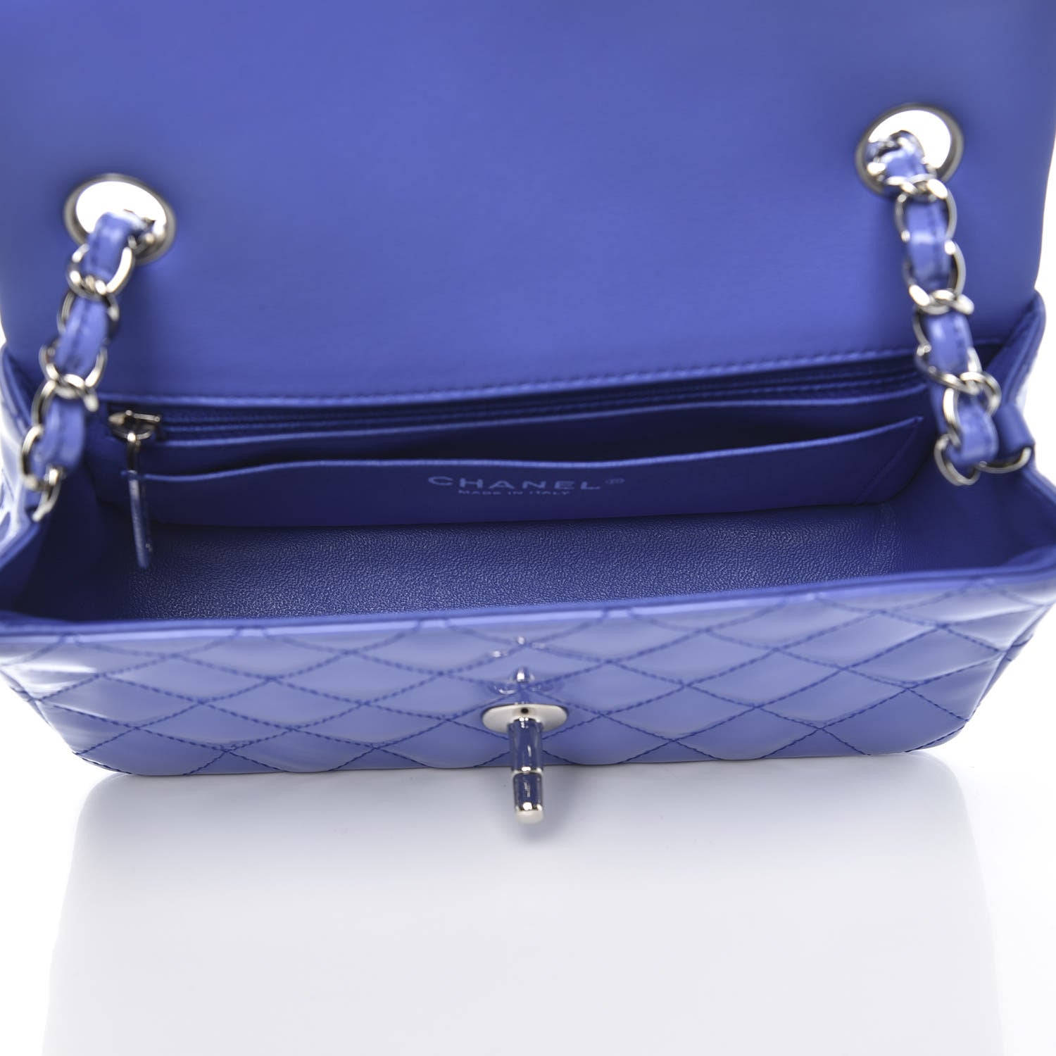 Chanel Patent Calfskin Quilted Mini Rectangular Flap Blue 5 of 7