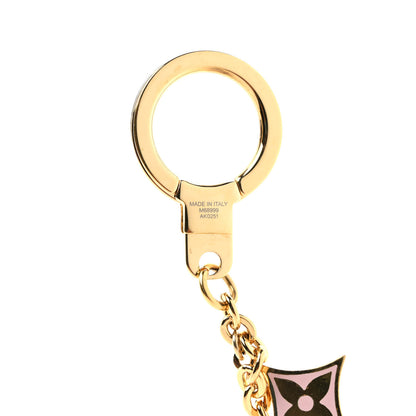Louis Vuitton Brass Enamel Fleur De Monogram Bag Charm Chain Gold 3 of 3