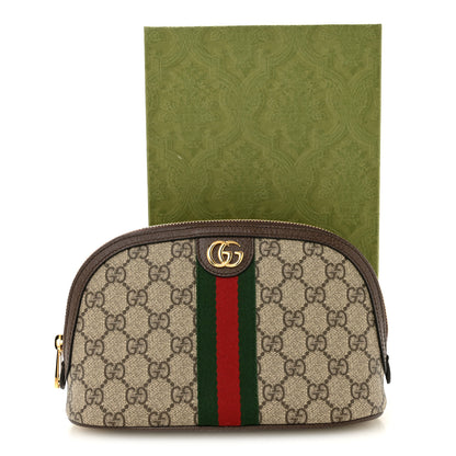 Gucci GG Supreme Monogram Textured Calfskin Web Large Ophidia Cosmetic Case  Beige Ebony New Acero 8 of 8