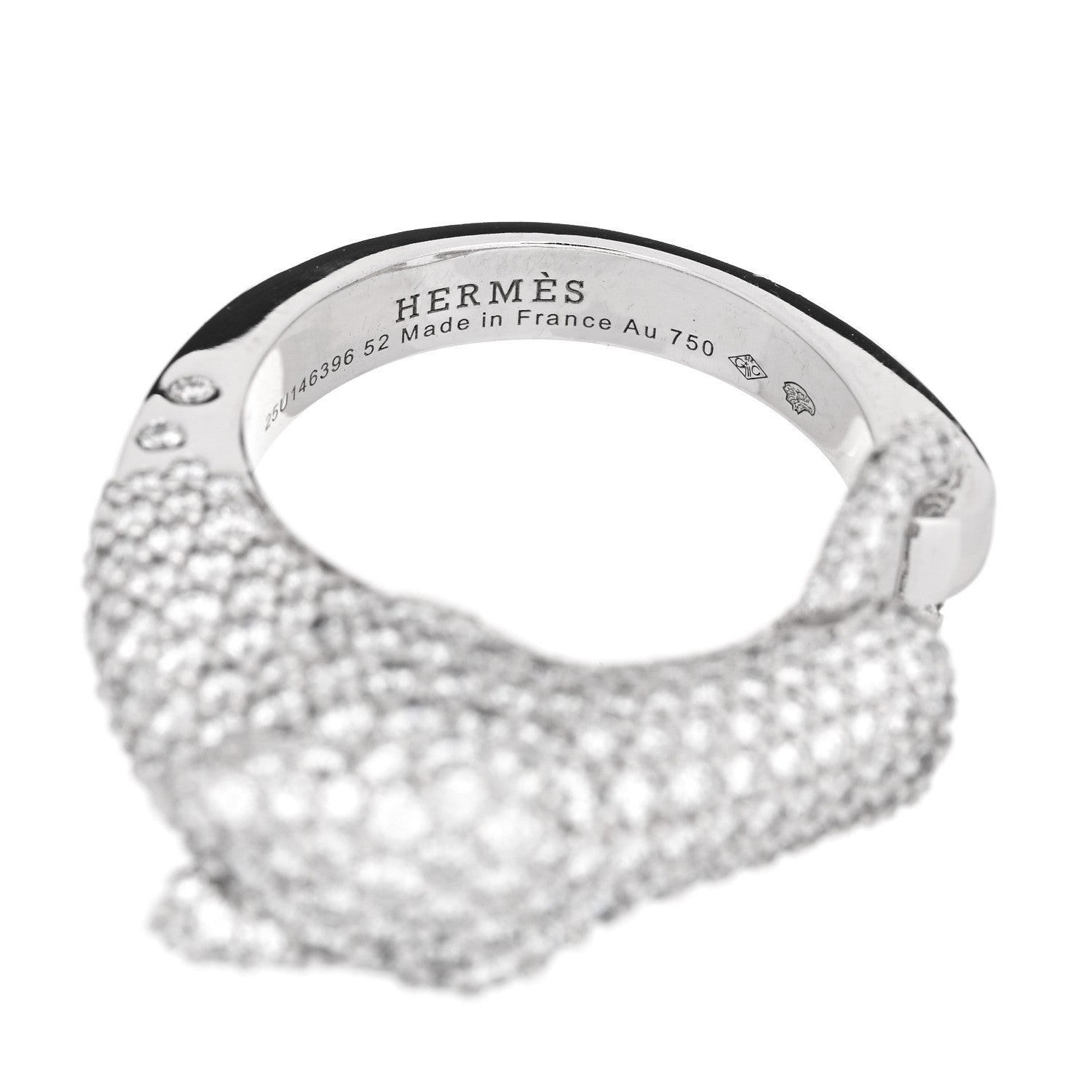 Hermes 18K White Gold Diamond Galop Ring 52 6 5 of 7