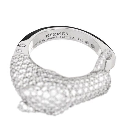 Hermes 18K White Gold Diamond Galop Ring 52 6 5 of 7