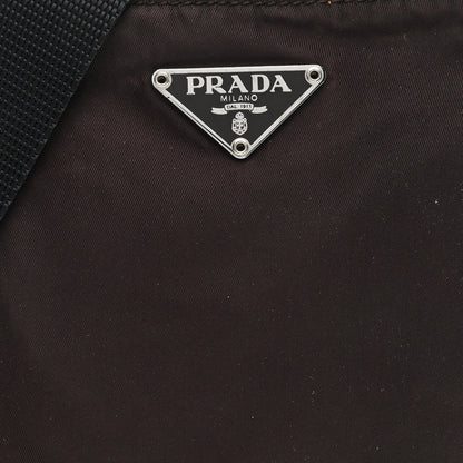 Prada Tessuto Nylon Small Flat Messenger Bag Brown 7 of 9