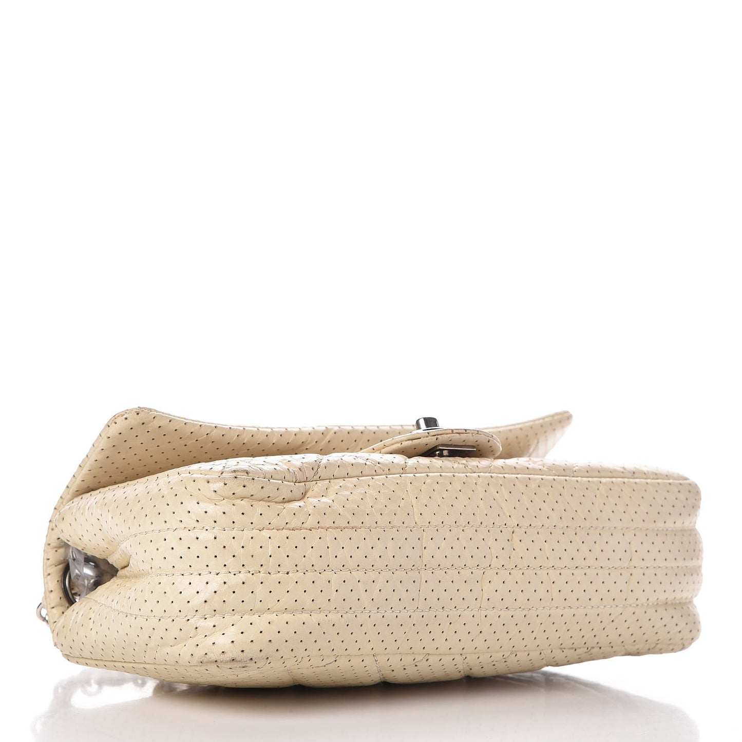 Aged Calfskin Perforated Small Flap Beige Clair