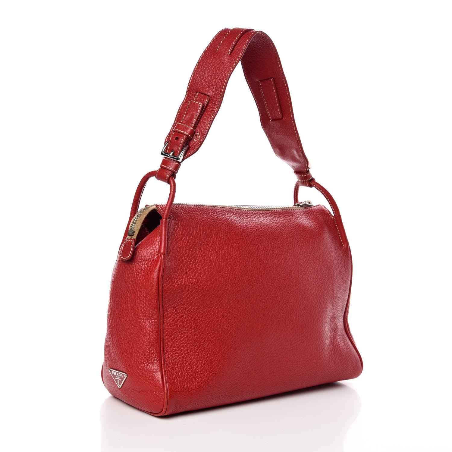 Prada Vitello Daino Shoulder Bag Rosso 3 of 13