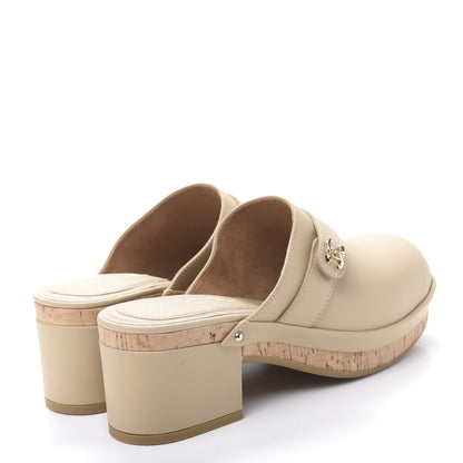 Chanel Calfskin CC Turn Lock Clogs 37 Beige 4 of 8