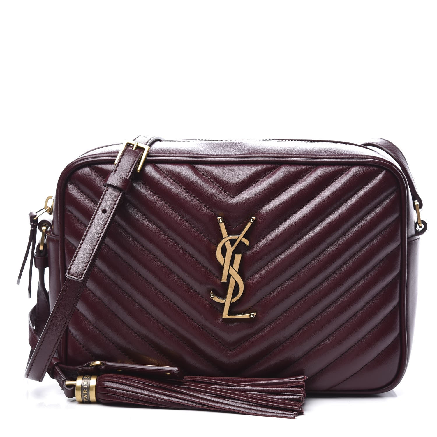 Saint Laurent Calfskin Matelasse Monogram Lou Camera Bag Dark Legion Red 1 of 9