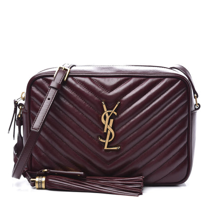 Saint Laurent Calfskin Matelasse Monogram Lou Camera Bag Dark Legion Red 1 of 9