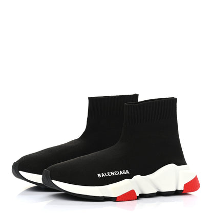 Balenciaga Neoprene Knit Womens Speed Sneakers 36 Black White Red 2 of 8