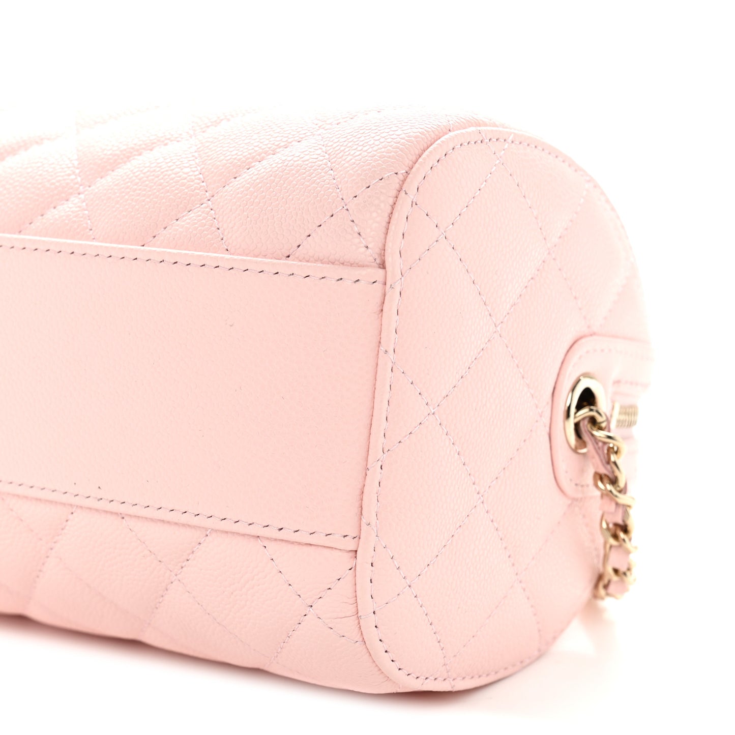 Caviar Quilted Barrel Clutch With Chain Light Pink