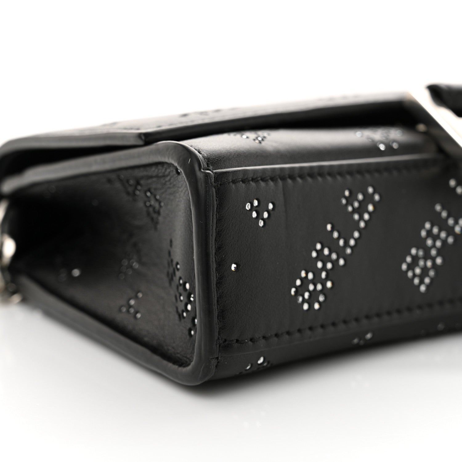 Balenciaga Smooth Calfskin Crystal Diagonal Allover Logo Hourglass Wallet Black 9 of 11