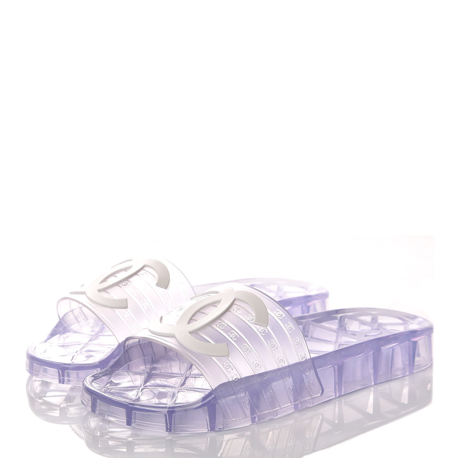 Chanel PVC Transparent CC Flat Slide Sandals 36 White 3 of 8