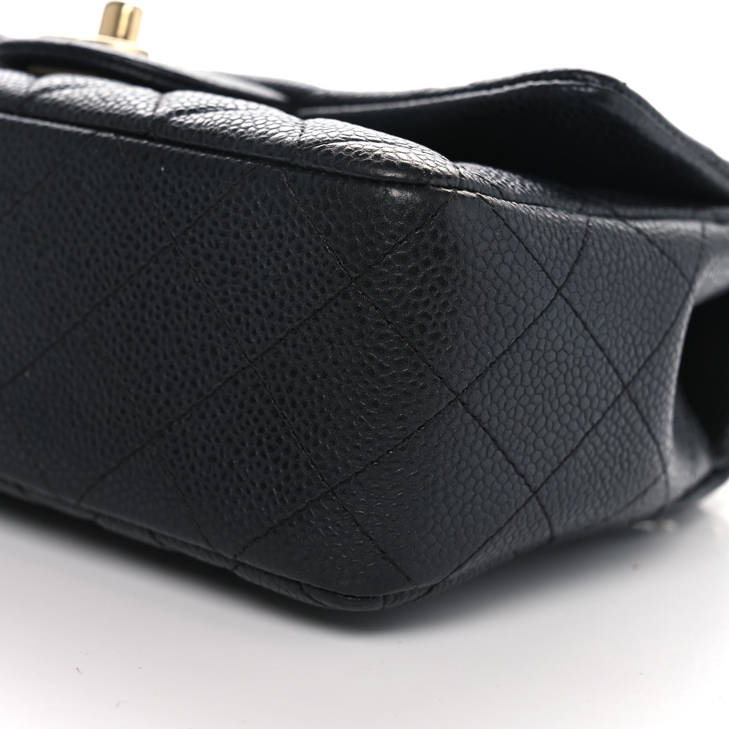 Iridescent Caviar Quilted Mini Rectangular Flap Charcoal