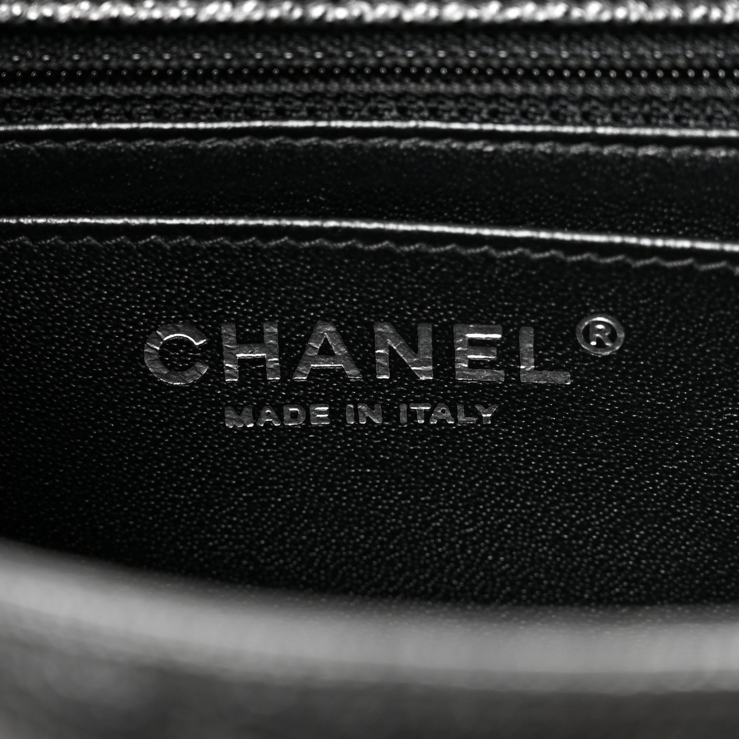 Caviar Chevron Quilted Mini Square Flap Black