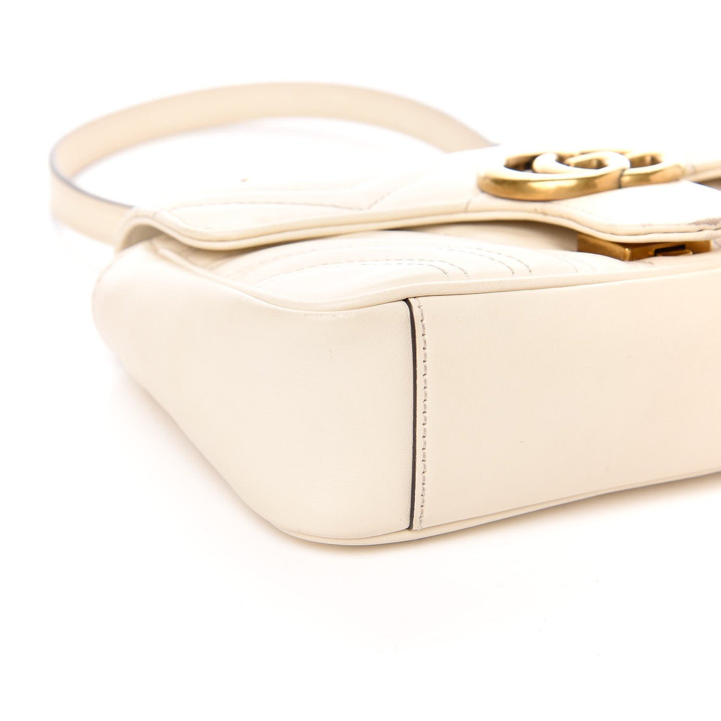 Calfskin Matelasse Mini GG Marmont Shoulder Bag White