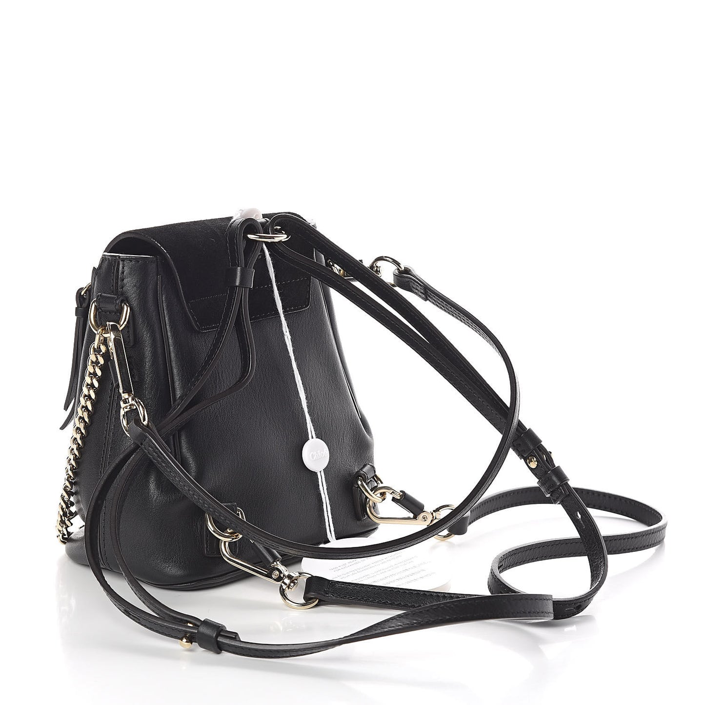 Suede Calfskin Mini Faye Backpack Black