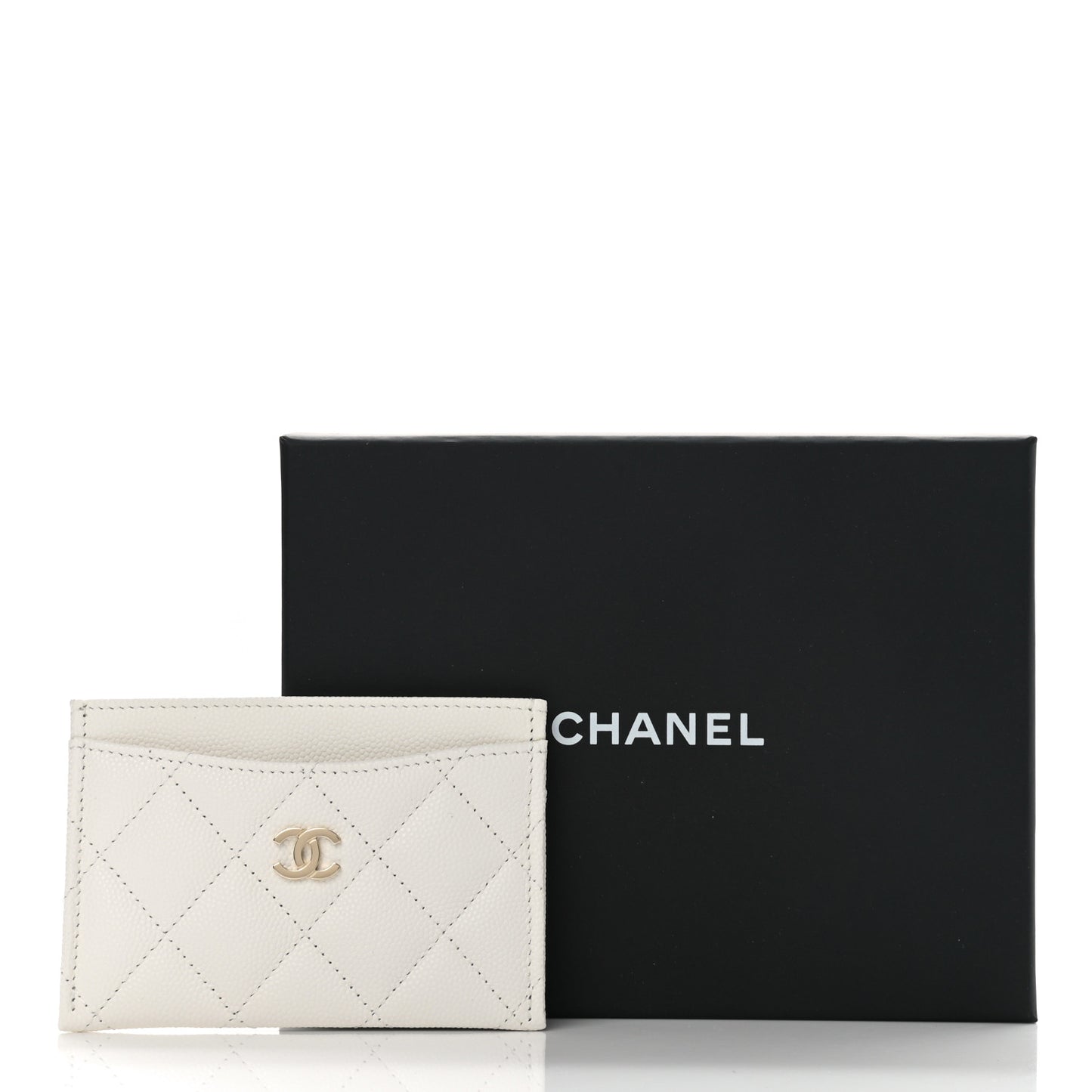 Caviar Quilted Card Holder White
