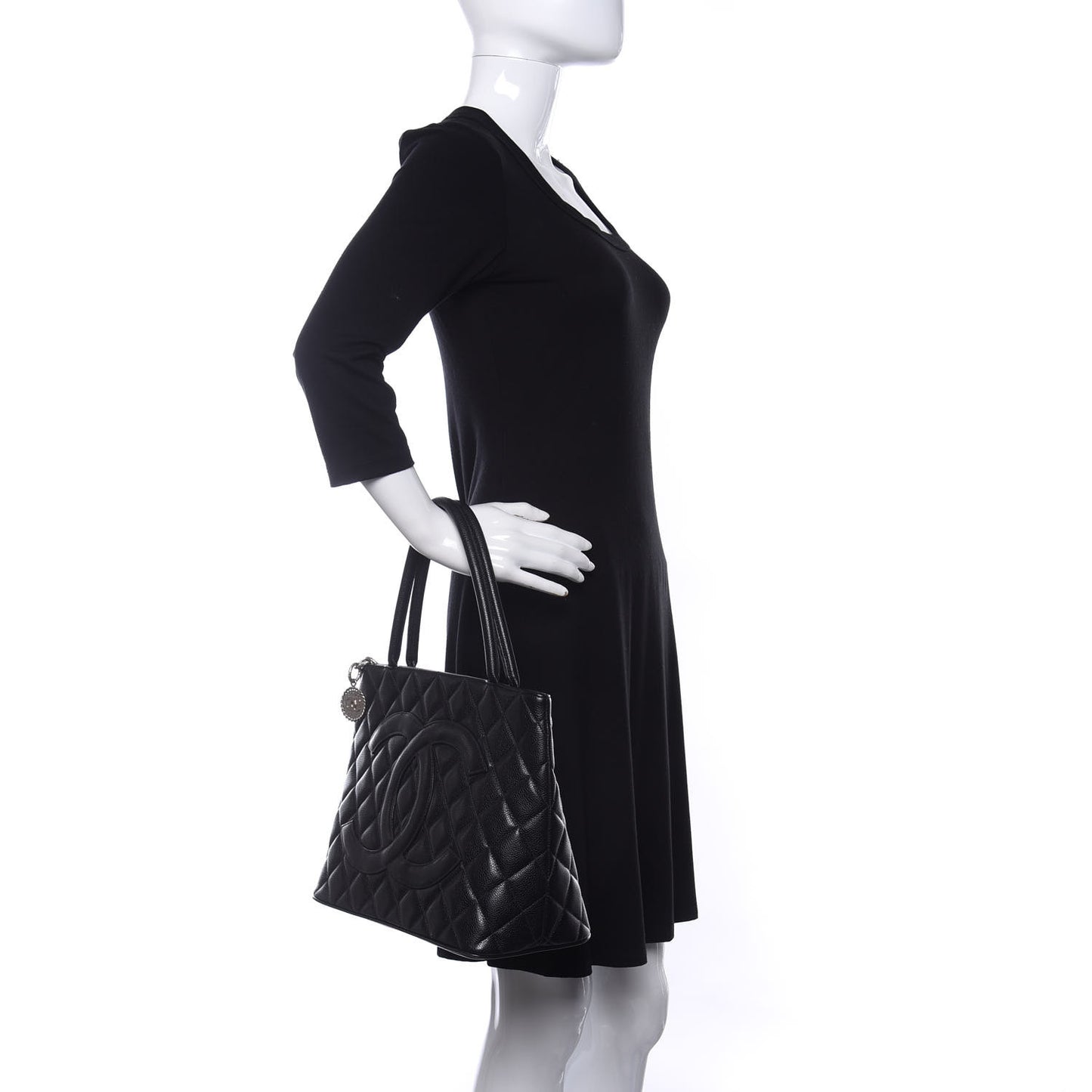 Caviar Quilted Medallion Tote Black