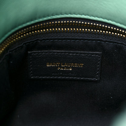 Saint Laurent Merino Shearling Lambskin Quilted Small Loulou Puffer Monogram Chain Satchel Iced Mint 7 of 9